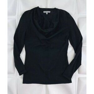 Classiques Entier Sz XS Black Merino Wool Draped Knit Sweater Cowl Neck Womens